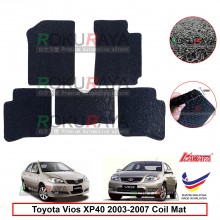Toyota Vios XP40 (1st Gen) 2002-2007 12mm Custom Fit Pre Cut PVC Coil Floor Mat Anti Slip Carpet Nail Spike (Black) (Kawata Made in Malaysia)